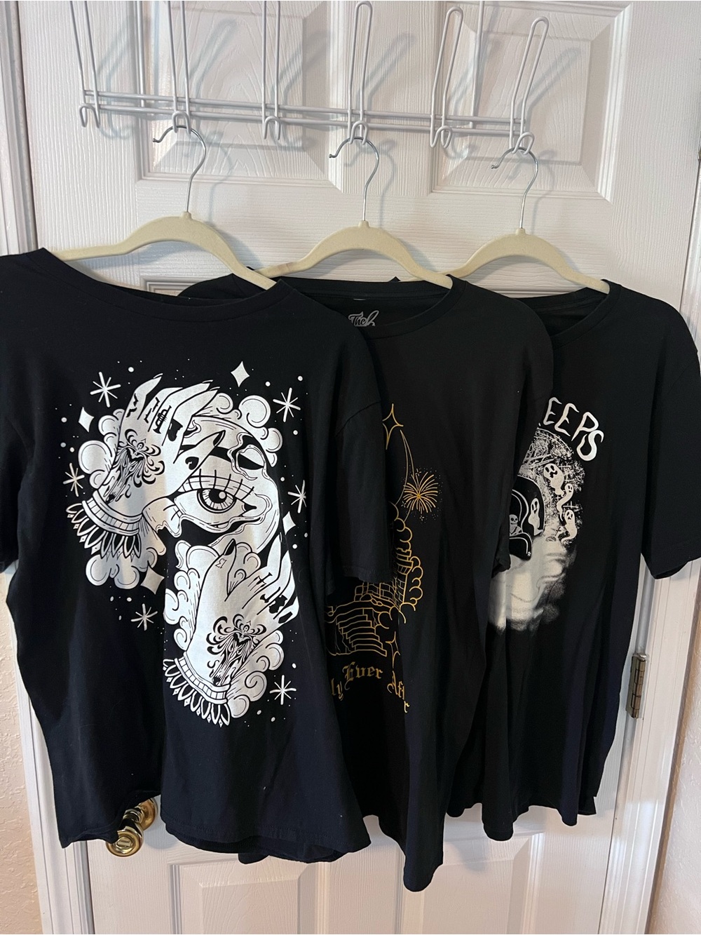 Disney Bundle Punk/Spooky 3 Black T-shirts Lost Bros (L) Glad Racket (XL) Goth